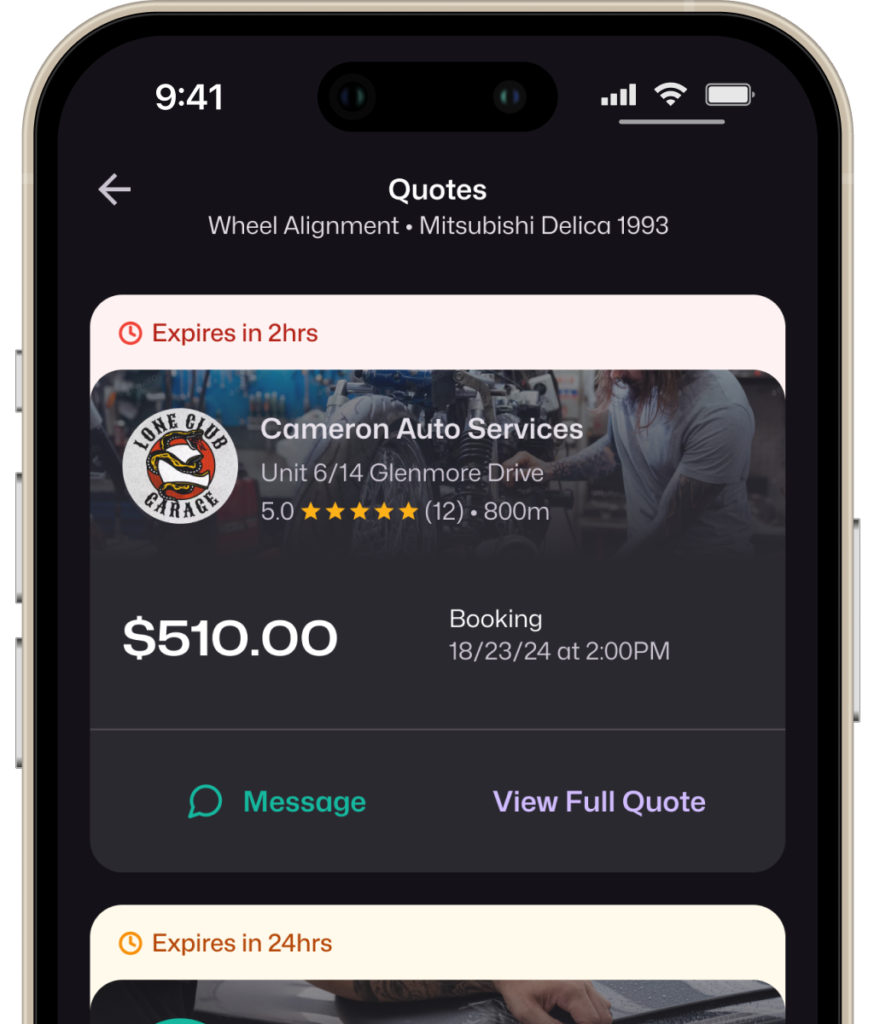 A confirmed booking in the Motorfy app