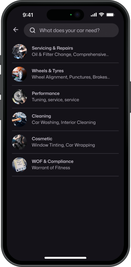 The range of services available on Motorfy
