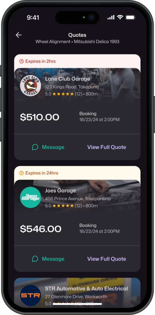 Comparing quotes side by side