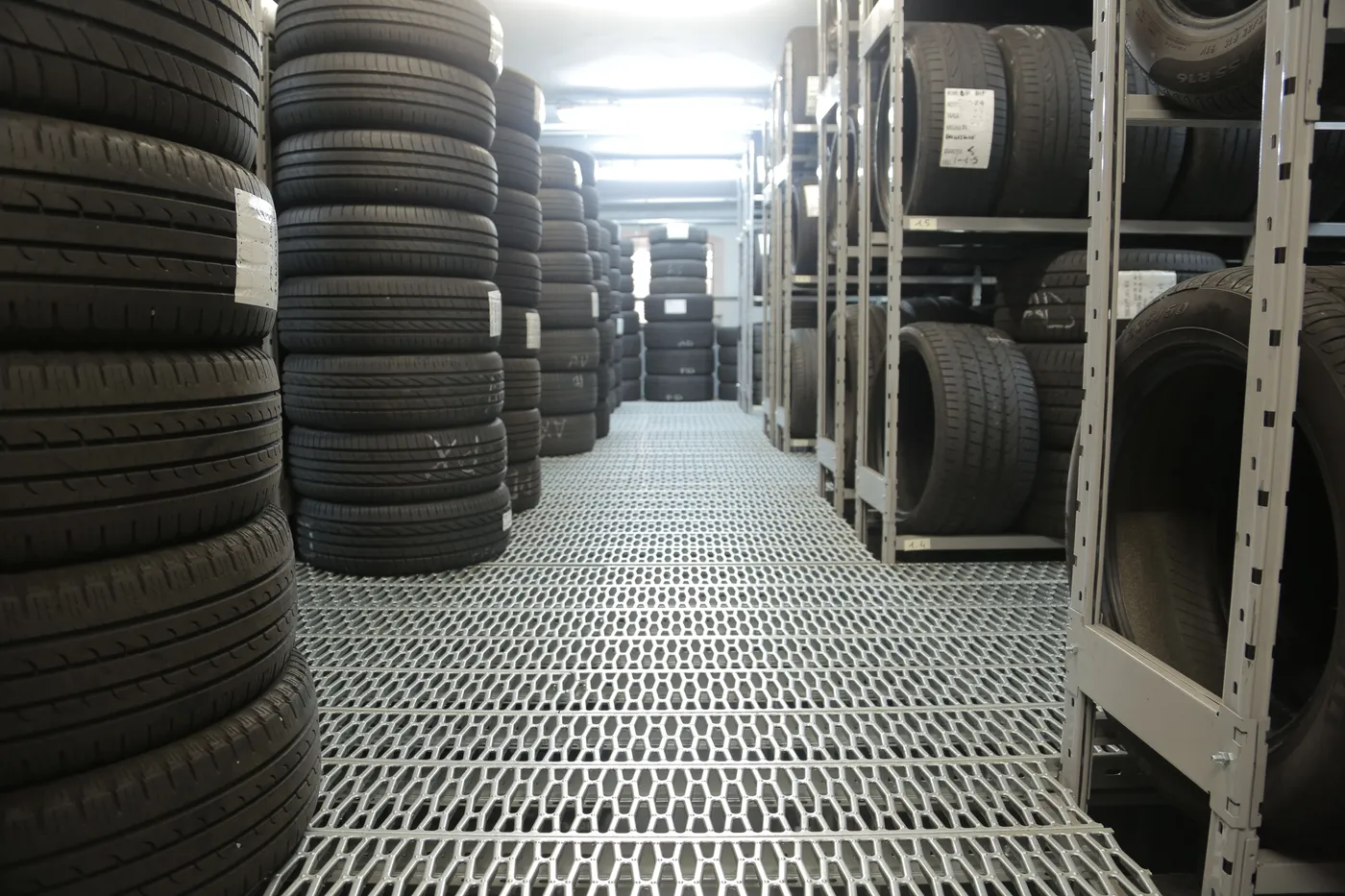 Tyre stock on the shelf